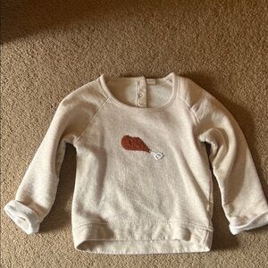 Hallmark Cream Kids Sweatshirt with Brown Drumstick Motif